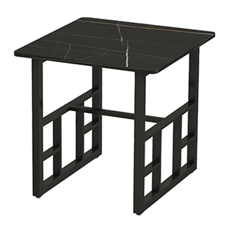 Industrial Dining Room Table Black Sintered Stone Table with Black Trestle Base 23.6"L x 23.6"W x 29.5"H Without Chairs Clearhalo ' dining_table' 'Dining Tables & Seating' 'Dining Tables' 'furn' 'furn_dining_table' 'Furniture' 'furniture_dining_table' 'Kitchen & Dining Furniture' 'kitchen&dining_furn' 'kitchen' 'kitchen_dining_table' 3864278