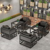 Industrial Dining Room Table Black Sintered Stone Table with Black Trestle Base Clearhalo ' dining_table' 'Dining Tables & Seating' 'Dining Tables' 'furn' 'furn_dining_table' 'Furniture' 'furniture_dining_table' 'Kitchen & Dining Furniture' 'kitchen&dining_furn' 'kitchen' 'kitchen_dining_table' 3864283