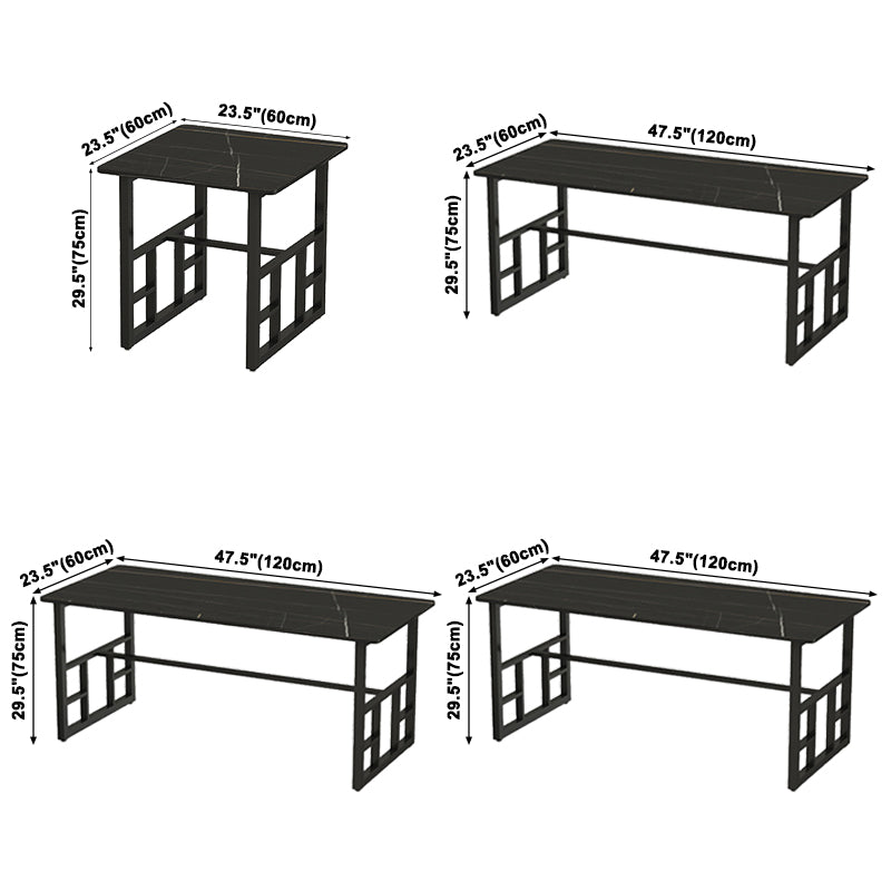Industrial Dining Room Table Black Sintered Stone Table with Black Trestle Base Clearhalo ' dining_table' 'Dining Tables & Seating' 'Dining Tables' 'furn' 'furn_dining_table' 'Furniture' 'furniture_dining_table' 'Kitchen & Dining Furniture' 'kitchen&dining_furn' 'kitchen' 'kitchen_dining_table' 3864287