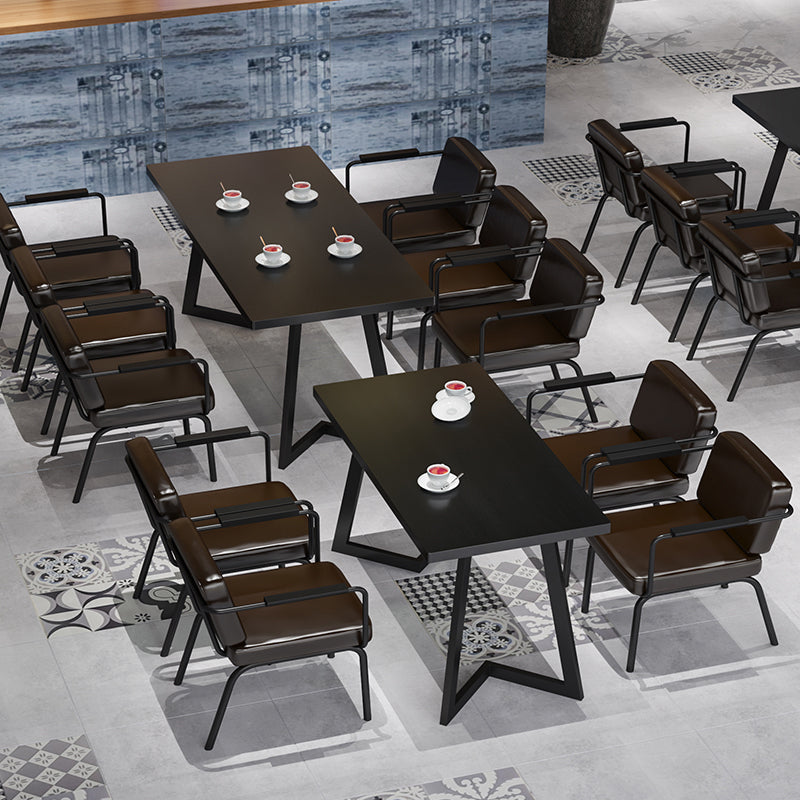 Industrial Black Dinner Room Kitchen Table Sled Base Table for Dining Room Clearhalo ' dining_table' 'Dining Tables & Seating' 'Dining Tables' 'furn' 'furn_dining_table' 'Furniture' 'furniture_dining_table' 'Kitchen & Dining Furniture' 'kitchen&dining_furn' 'kitchen' 'kitchen_dining_table' 3864290