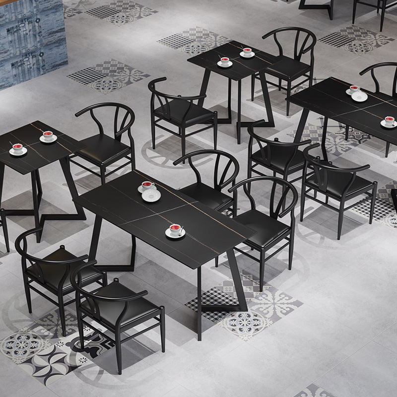 Industrial Black Dinner Room Kitchen Table Sled Base Table for Dining Room Clearhalo ' dining_table' 'Dining Tables & Seating' 'Dining Tables' 'furn' 'furn_dining_table' 'Furniture' 'furniture_dining_table' 'Kitchen & Dining Furniture' 'kitchen&dining_furn' 'kitchen' 'kitchen_dining_table' 3864291