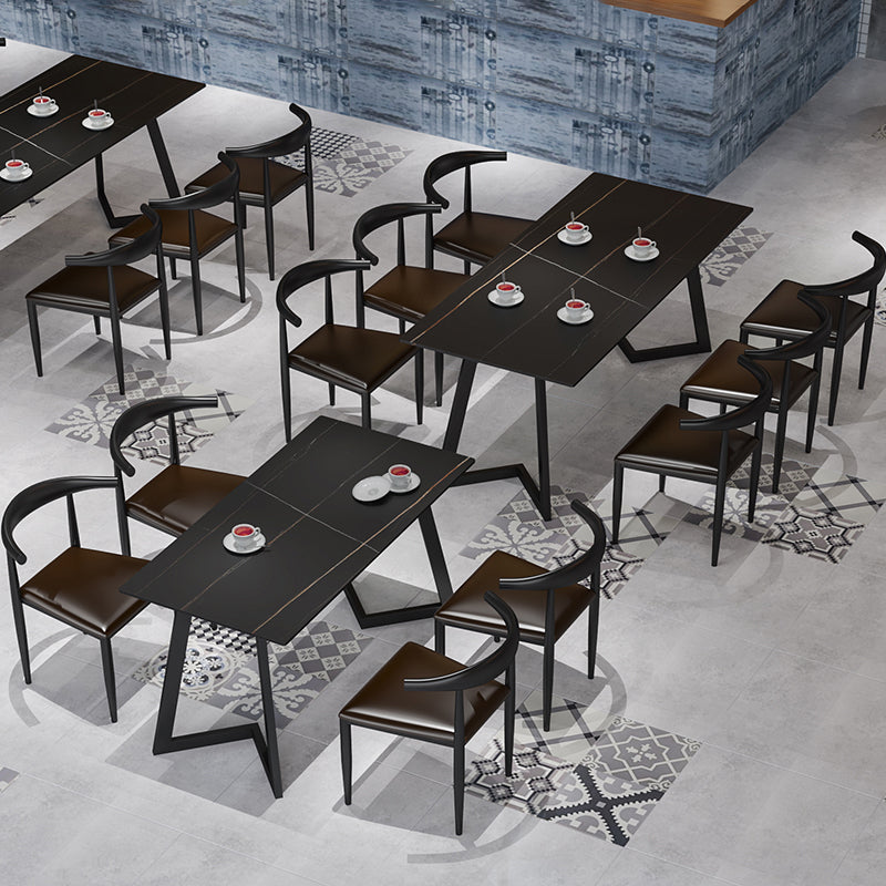 Industrial Black Dinner Room Kitchen Table Sled Base Table for Dining Room Clearhalo ' dining_table' 'Dining Tables & Seating' 'Dining Tables' 'furn' 'furn_dining_table' 'Furniture' 'furniture_dining_table' 'Kitchen & Dining Furniture' 'kitchen&dining_furn' 'kitchen' 'kitchen_dining_table' 3864292