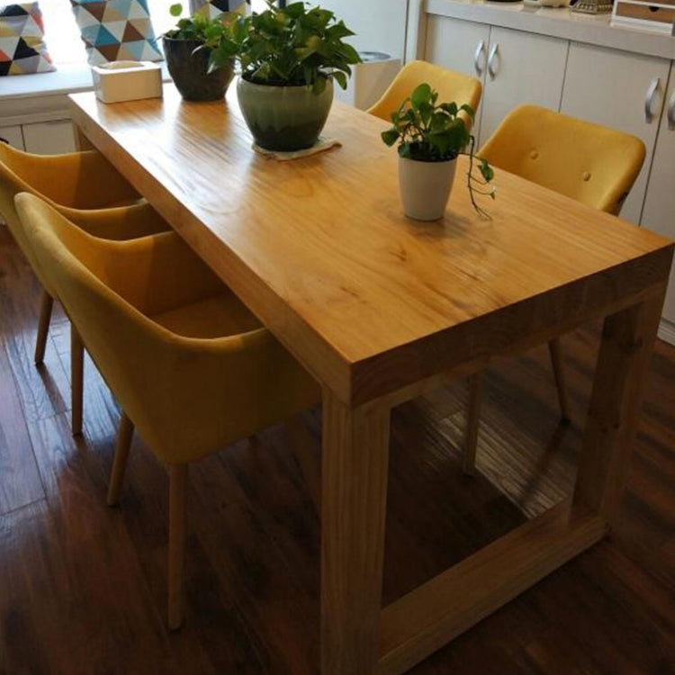 Simple Solid Wood Rectangle Dining Table Khaki Kitchen Dining Table with Double Pedestal Bases Clearhalo ' dining_table' 'Dining Tables & Seating' 'Dining Tables' 'furn' 'furn_dining_table' 'Furniture' 'furniture_dining_table' 'Kitchen & Dining Furniture' 'kitchen&dining_furn' 'kitchen' 'kitchen_dining_table' 3864307