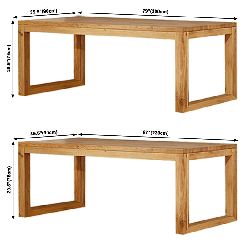 Simple Solid Wood Rectangle Dining Table Khaki Kitchen Dining Table with Double Pedestal Bases Clearhalo ' dining_table' 'Dining Tables & Seating' 'Dining Tables' 'furn' 'furn_dining_table' 'Furniture' 'furniture_dining_table' 'Kitchen & Dining Furniture' 'kitchen&dining_furn' 'kitchen' 'kitchen_dining_table' 3864311