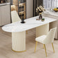 Metal Traditional Luxury Free Form Indoor Table Sintered Stone Table for Kitchen Clearhalo ' dining_table' 'Dining Tables & Seating' 'Dining Tables' 'furn' 'furn_dining_table' 'Furniture' 'furniture_dining_table' 'Kitchen & Dining Furniture' 'kitchen&dining_furn' 'kitchen' 'kitchen_dining_table' 3864359