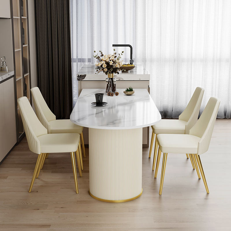 Metal Traditional Luxury Free Form Indoor Table Sintered Stone Table for Kitchen Clearhalo ' dining_table' 'Dining Tables & Seating' 'Dining Tables' 'furn' 'furn_dining_table' 'Furniture' 'furniture_dining_table' 'Kitchen & Dining Furniture' 'kitchen&dining_furn' 'kitchen' 'kitchen_dining_table' 3864360