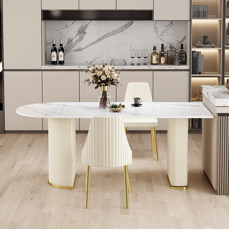 Metal Traditional Luxury Free Form Indoor Table Sintered Stone Table for Kitchen Clearhalo ' dining_table' 'Dining Tables & Seating' 'Dining Tables' 'furn' 'furn_dining_table' 'Furniture' 'furniture_dining_table' 'Kitchen & Dining Furniture' 'kitchen&dining_furn' 'kitchen' 'kitchen_dining_table' 3864361