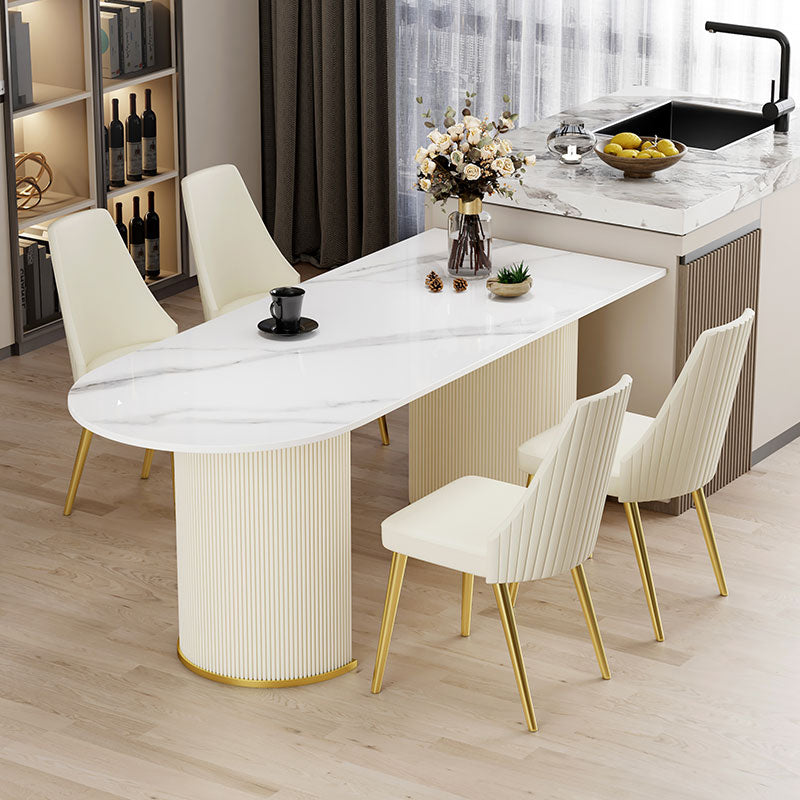 Metal Traditional Luxury Free Form Indoor Table Sintered Stone Table for Kitchen Clearhalo ' dining_table' 'Dining Tables & Seating' 'Dining Tables' 'furn' 'furn_dining_table' 'Furniture' 'furniture_dining_table' 'Kitchen & Dining Furniture' 'kitchen&dining_furn' 'kitchen' 'kitchen_dining_table' 3864362