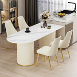 Metal Traditional Luxury Free Form Indoor Table Sintered Stone Table for Kitchen Clearhalo ' dining_table' 'Dining Tables & Seating' 'Dining Tables' 'furn' 'furn_dining_table' 'Furniture' 'furniture_dining_table' 'Kitchen & Dining Furniture' 'kitchen&dining_furn' 'kitchen' 'kitchen_dining_table' 3864362