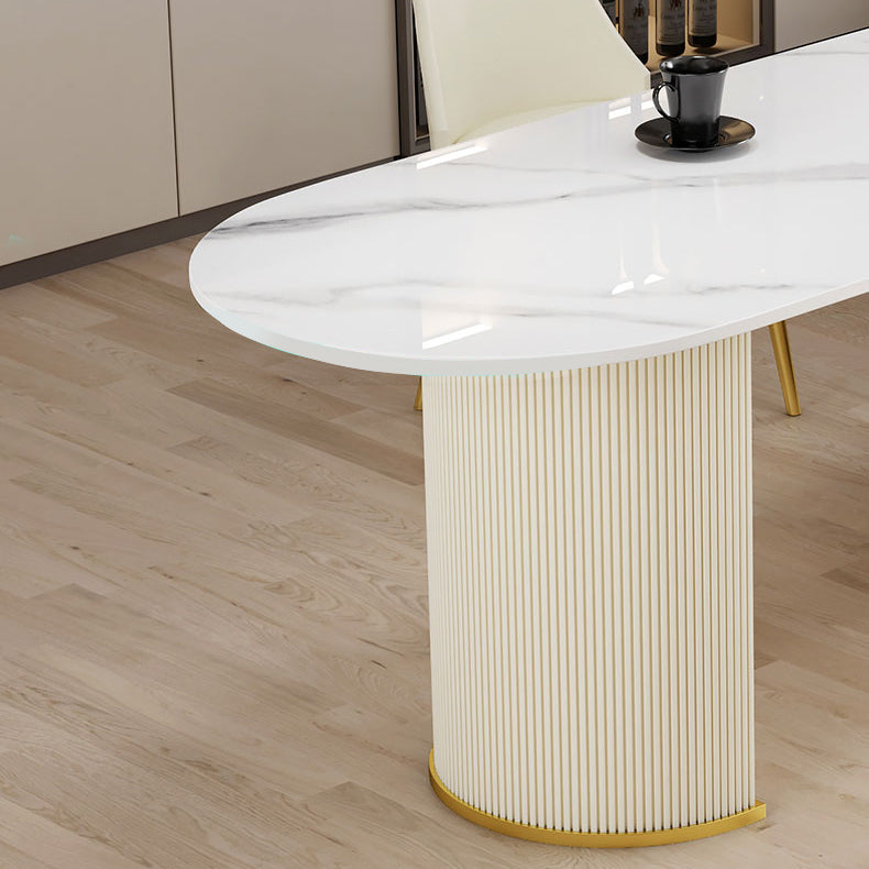 Metal Traditional Luxury Free Form Indoor Table Sintered Stone Table for Kitchen Clearhalo ' dining_table' 'Dining Tables & Seating' 'Dining Tables' 'furn' 'furn_dining_table' 'Furniture' 'furniture_dining_table' 'Kitchen & Dining Furniture' 'kitchen&dining_furn' 'kitchen' 'kitchen_dining_table' 3864367