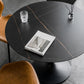 Round Two-Color Dining Table Sintered Stone Table Glam with Tulip Base Clearhalo ' dining_table' 'Dining Tables & Seating' 'Dining Tables' 'furn' 'furn_dining_table' 'Furniture' 'furniture_dining_table' 'Kitchen & Dining Furniture' 'kitchen&dining_furn' 'kitchen' 'kitchen_dining_table' 3864399