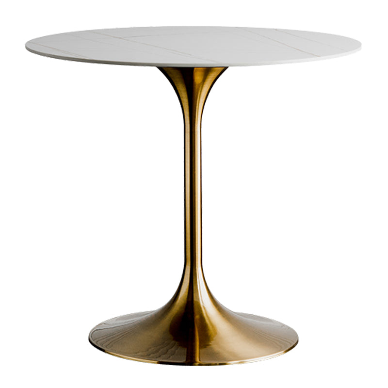 Round Two-Color Dining Table Sintered Stone Table Glam with Tulip Base White Gold Clearhalo ' dining_table' 'Dining Tables & Seating' 'Dining Tables' 'furn' 'furn_dining_table' 'Furniture' 'furniture_dining_table' 'Kitchen & Dining Furniture' 'kitchen&dining_furn' 'kitchen' 'kitchen_dining_table' 3864400
