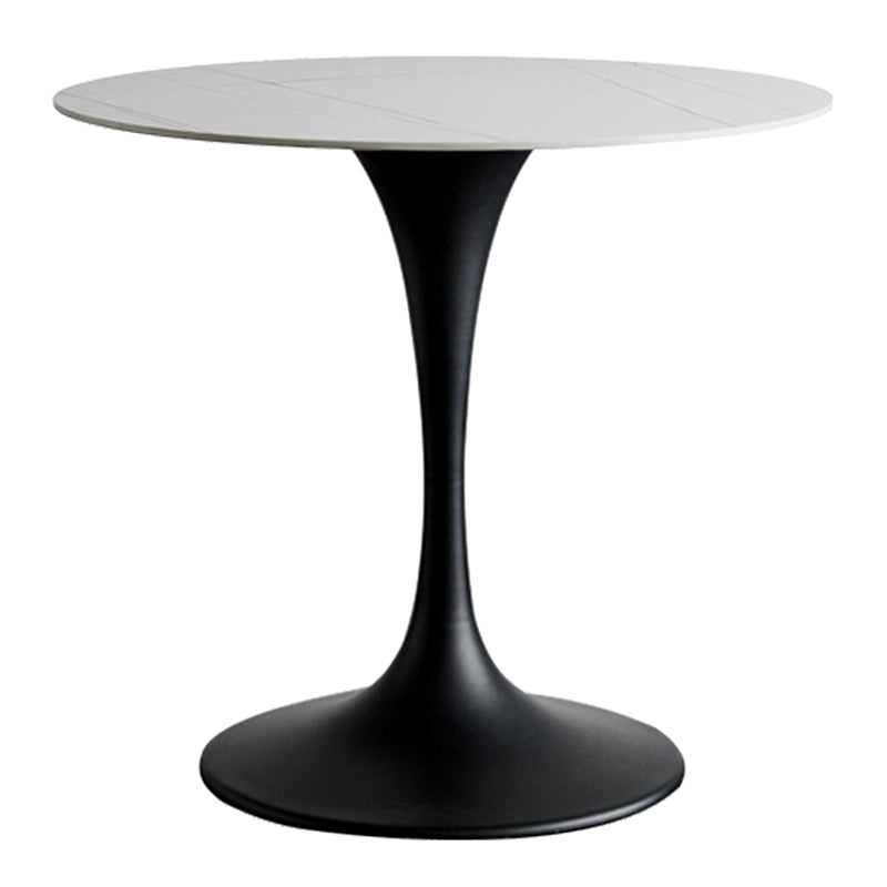Round Two-Color Dining Table Sintered Stone Table Glam with Tulip Base White Black Clearhalo ' dining_table' 'Dining Tables & Seating' 'Dining Tables' 'furn' 'furn_dining_table' 'Furniture' 'furniture_dining_table' 'Kitchen & Dining Furniture' 'kitchen&dining_furn' 'kitchen' 'kitchen_dining_table' 3864407