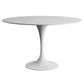Round Two-Color Dining Table Sintered Stone Table Glam with Tulip Base White White Clearhalo ' dining_table' 'Dining Tables & Seating' 'Dining Tables' 'furn' 'furn_dining_table' 'Furniture' 'furniture_dining_table' 'Kitchen & Dining Furniture' 'kitchen&dining_furn' 'kitchen' 'kitchen_dining_table' 3864408
