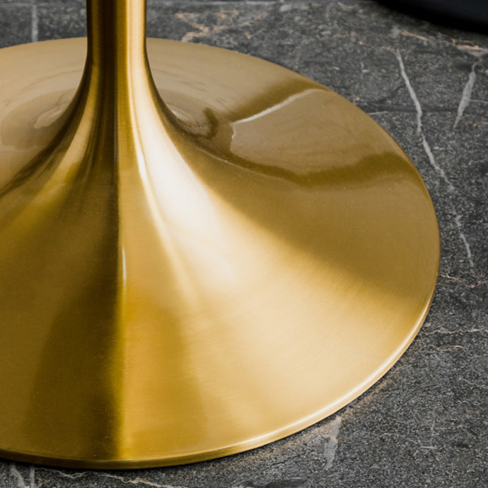 Round Two-Color Dining Table Sintered Stone Table Glam with Tulip Base Clearhalo ' dining_table' 'Dining Tables & Seating' 'Dining Tables' 'furn' 'furn_dining_table' 'Furniture' 'furniture_dining_table' 'Kitchen & Dining Furniture' 'kitchen&dining_furn' 'kitchen' 'kitchen_dining_table' 3864409