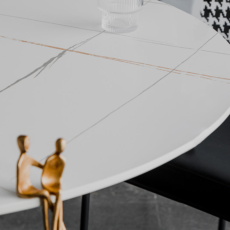 Round Two-Color Dining Table Sintered Stone Table Glam with Tulip Base Clearhalo ' dining_table' 'Dining Tables & Seating' 'Dining Tables' 'furn' 'furn_dining_table' 'Furniture' 'furniture_dining_table' 'Kitchen & Dining Furniture' 'kitchen&dining_furn' 'kitchen' 'kitchen_dining_table' 3864410