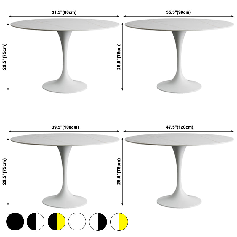 Round Two-Color Dining Table Sintered Stone Table Glam with Tulip Base Clearhalo ' dining_table' 'Dining Tables & Seating' 'Dining Tables' 'furn' 'furn_dining_table' 'Furniture' 'furniture_dining_table' 'Kitchen & Dining Furniture' 'kitchen&dining_furn' 'kitchen' 'kitchen_dining_table' 3864413