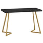 Industrial Dining Room Table Solid Wood Table with Double Metal Pedestal Gold 47.2"L x 23.6"W x 29.5"H Without Chairs Clearhalo ' dining_table' 'Dining Tables & Seating' 'Dining Tables' 'furn' 'furn_dining_table' 'Furniture' 'furniture_dining_table' 'Kitchen & Dining Furniture' 'kitchen&dining_furn' 'kitchen' 'kitchen_dining_table' 3864423
