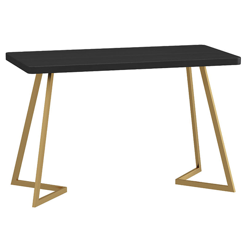 Industrial Dining Room Table Solid Wood Table with Double Metal Pedestal Gold 47.2"L x 23.6"W x 29.5"H Without Chairs Clearhalo ' dining_table' 'Dining Tables & Seating' 'Dining Tables' 'furn' 'furn_dining_table' 'Furniture' 'furniture_dining_table' 'Kitchen & Dining Furniture' 'kitchen&dining_furn' 'kitchen' 'kitchen_dining_table' 3864423