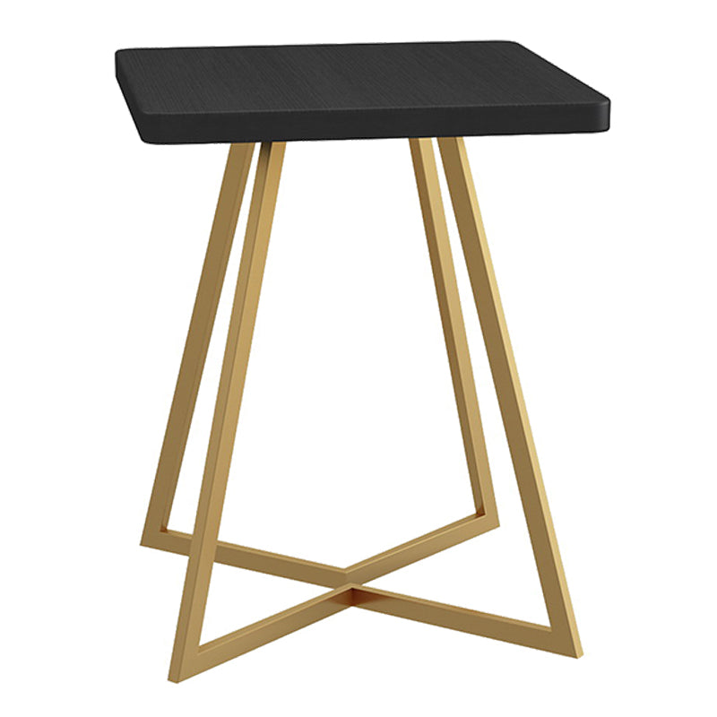 Industrial Dining Room Table Solid Wood Table with Double Metal Pedestal Gold 23.6"L x 23.6"W x 29.5"H Without Chairs Clearhalo ' dining_table' 'Dining Tables & Seating' 'Dining Tables' 'furn' 'furn_dining_table' 'Furniture' 'furniture_dining_table' 'Kitchen & Dining Furniture' 'kitchen&dining_furn' 'kitchen' 'kitchen_dining_table' 3864425