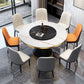 Glam Sintered Stone Round Shape Dining Table Kitchen Standard Dining Table with Pedestal Base White Gold Without Chairs Clearhalo ' dining_table' 'Dining Tables & Seating' 'Dining Tables' 'furn' 'furn_dining_table' 'Furniture' 'furniture_dining_table' 'Kitchen & Dining Furniture' 'kitchen&dining_furn' 'kitchen' 'kitchen_dining_table' 3864447