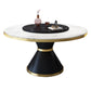 Glam Sintered Stone Round Shape Dining Table Kitchen Standard Dining Table with Pedestal Base White Without Chairs Clearhalo ' dining_table' 'Dining Tables & Seating' 'Dining Tables' 'furn' 'furn_dining_table' 'Furniture' 'furniture_dining_table' 'Kitchen & Dining Furniture' 'kitchen&dining_furn' 'kitchen' 'kitchen_dining_table' 3864450