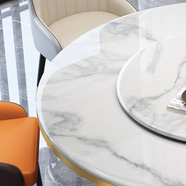 Glam Sintered Stone Round Shape Dining Table Kitchen Standard Dining Table with Pedestal Base Clearhalo ' dining_table' 'Dining Tables & Seating' 'Dining Tables' 'furn' 'furn_dining_table' 'Furniture' 'furniture_dining_table' 'Kitchen & Dining Furniture' 'kitchen&dining_furn' 'kitchen' 'kitchen_dining_table' 3864452