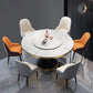 Glam Sintered Stone Round Shape Dining Table Kitchen Standard Dining Table with Pedestal Base Clearhalo ' dining_table' 'Dining Tables & Seating' 'Dining Tables' 'furn' 'furn_dining_table' 'Furniture' 'furniture_dining_table' 'Kitchen & Dining Furniture' 'kitchen&dining_furn' 'kitchen' 'kitchen_dining_table' 3864456