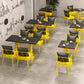 Industrial Style Dining Table Black Sintered Stone Table with Yellow Metal Base Clearhalo ' dining_table' 'Dining Tables & Seating' 'Dining Tables' 'furn' 'furn_dining_table' 'Furniture' 'furniture_dining_table' 'Kitchen & Dining Furniture' 'kitchen&dining_furn' 'kitchen' 'kitchen_dining_table' 3864479