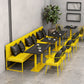 Industrial Style Dining Table Black Sintered Stone Table with Yellow Metal Base Clearhalo ' dining_table' 'Dining Tables & Seating' 'Dining Tables' 'furn' 'furn_dining_table' 'Furniture' 'furniture_dining_table' 'Kitchen & Dining Furniture' 'kitchen&dining_furn' 'kitchen' 'kitchen_dining_table' 3864480