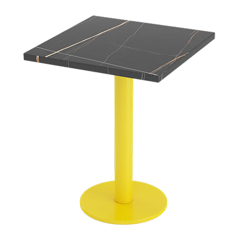 Industrial Style Dining Table Black Sintered Stone Table with Yellow Metal Base Square Without Chairs Clearhalo ' dining_table' 'Dining Tables & Seating' 'Dining Tables' 'furn' 'furn_dining_table' 'Furniture' 'furniture_dining_table' 'Kitchen & Dining Furniture' 'kitchen&dining_furn' 'kitchen' 'kitchen_dining_table' 3864485