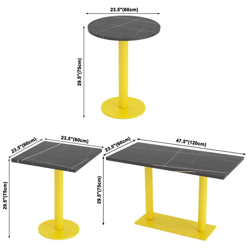 Industrial Style Dining Table Black Sintered Stone Table with Yellow Metal Base Clearhalo ' dining_table' 'Dining Tables & Seating' 'Dining Tables' 'furn' 'furn_dining_table' 'Furniture' 'furniture_dining_table' 'Kitchen & Dining Furniture' 'kitchen&dining_furn' 'kitchen' 'kitchen_dining_table' 3864486