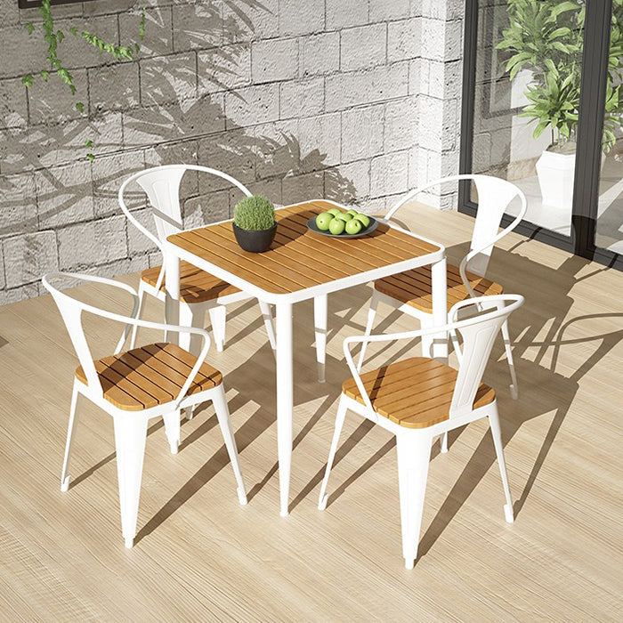 Industrial Style Dining Table 4 Metal Base Table for Home Kitchen Dinner White 29.5"L x 29.5"W x 29.5"H Without Chairs Clearhalo ' dining_table' 'Dining Tables & Seating' 'Dining Tables' 'furn' 'furn_dining_table' 'Furniture' 'furniture_dining_table' 'Kitchen & Dining Furniture' 'kitchen&dining_furn' 'kitchen' 'kitchen_dining_table' 3864487