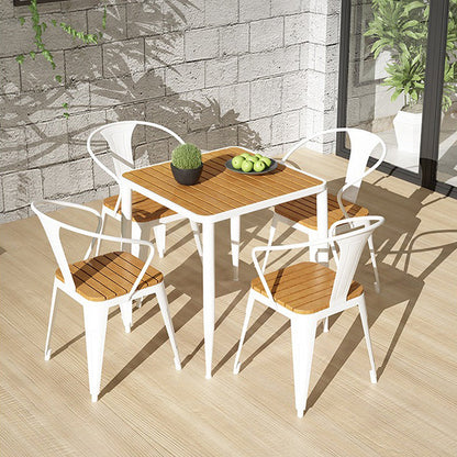 Industrial Style Dining Table 4 Metal Base Table for Home Kitchen Dinner White 29.5"L x 29.5"W x 29.5"H Without Chairs Clearhalo ' dining_table' 'Dining Tables & Seating' 'Dining Tables' 'furn' 'furn_dining_table' 'Furniture' 'furniture_dining_table' 'Kitchen & Dining Furniture' 'kitchen&dining_furn' 'kitchen' 'kitchen_dining_table' 3864487