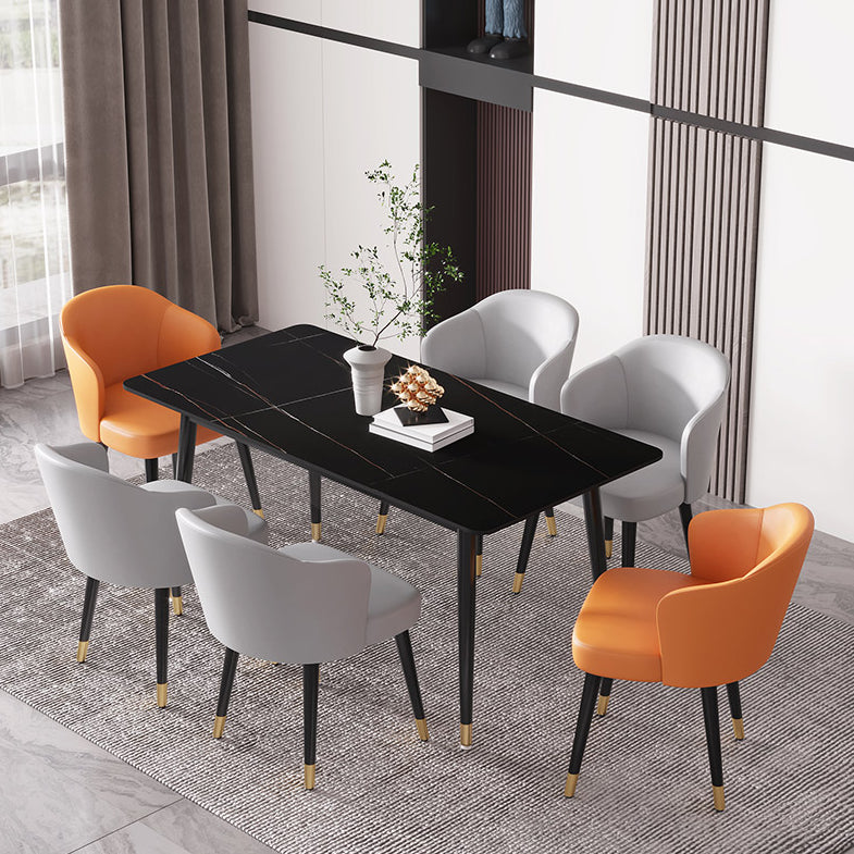 Industrial Home Sintered Stone Dining Table 4 Legs Base Rectangle Table Black Without Chairs Clearhalo ' dining_table' 'Dining Tables & Seating' 'Dining Tables' 'furn' 'furn_dining_table' 'Furniture' 'furniture_dining_table' 'Kitchen & Dining Furniture' 'kitchen&dining_furn' 'kitchen' 'kitchen_dining_table' 3864501
