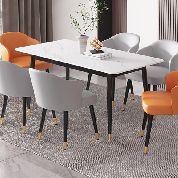 Industrial Home Sintered Stone Dining Table 4 Legs Base Rectangle Table Clearhalo ' dining_table' 'Dining Tables & Seating' 'Dining Tables' 'furn' 'furn_dining_table' 'Furniture' 'furniture_dining_table' 'Kitchen & Dining Furniture' 'kitchen&dining_furn' 'kitchen' 'kitchen_dining_table' 3864502