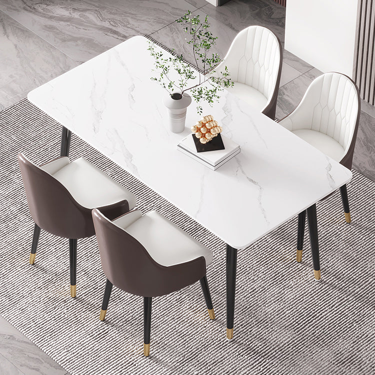 Industrial Home Sintered Stone Dining Table 4 Legs Base Rectangle Table Clearhalo ' dining_table' 'Dining Tables & Seating' 'Dining Tables' 'furn' 'furn_dining_table' 'Furniture' 'furniture_dining_table' 'Kitchen & Dining Furniture' 'kitchen&dining_furn' 'kitchen' 'kitchen_dining_table' 3864503