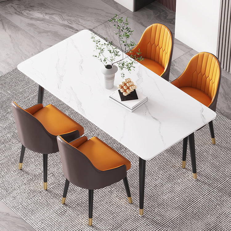 Industrial Home Sintered Stone Dining Table 4 Legs Base Rectangle Table Clearhalo ' dining_table' 'Dining Tables & Seating' 'Dining Tables' 'furn' 'furn_dining_table' 'Furniture' 'furniture_dining_table' 'Kitchen & Dining Furniture' 'kitchen&dining_furn' 'kitchen' 'kitchen_dining_table' 3864504