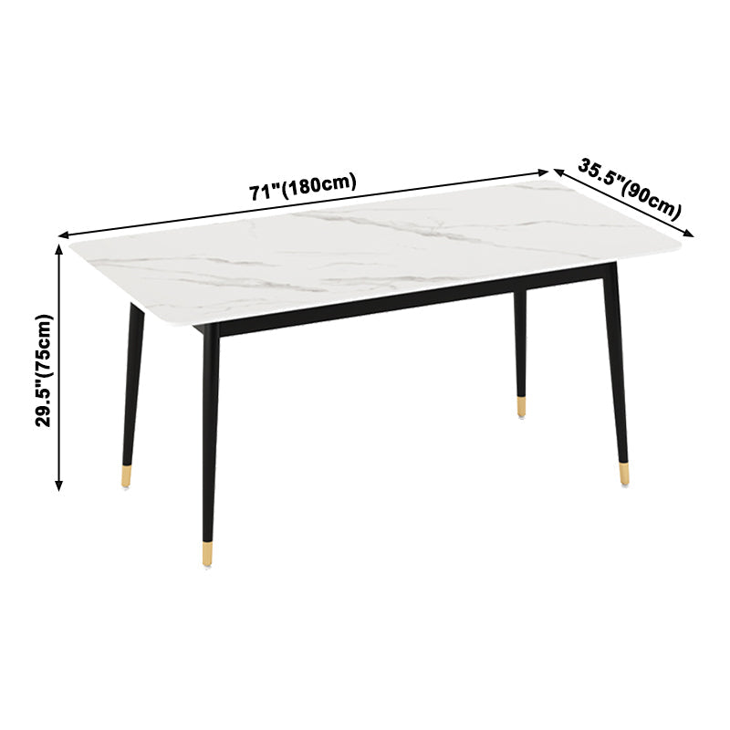 Industrial Home Sintered Stone Dining Table 4 Legs Base Rectangle Table Clearhalo ' dining_table' 'Dining Tables & Seating' 'Dining Tables' 'furn' 'furn_dining_table' 'Furniture' 'furniture_dining_table' 'Kitchen & Dining Furniture' 'kitchen&dining_furn' 'kitchen' 'kitchen_dining_table' 3864508