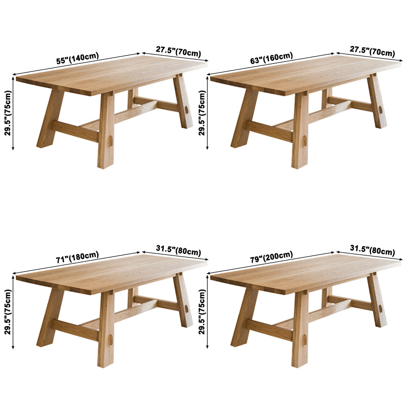 Simple Solid Wood Kitchen Dining Table Khaki Rectangle Shape Dining Table with Trestle Base Clearhalo ' dining_table' 'Dining Tables & Seating' 'Dining Tables' 'furn' 'furn_dining_table' 'Furniture' 'furniture_dining_table' 'Kitchen & Dining Furniture' 'kitchen&dining_furn' 'kitchen' 'kitchen_dining_table' 3864530