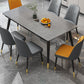 Industrial Style Home Sintered Stone Dining Table Rectangle Table with 4 Legs Carbon Steel Base Gray Without Chairs Clearhalo ' dining_table' 'Dining Tables & Seating' 'Dining Tables' 'furn' 'furn_dining_table' 'Furniture' 'furniture_dining_table' 'Kitchen & Dining Furniture' 'kitchen&dining_furn' 'kitchen' 'kitchen_dining_table' 3864535