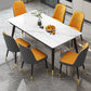 Industrial Style Home Sintered Stone Dining Table Rectangle Table with 4 Legs Carbon Steel Base Clearhalo ' dining_table' 'Dining Tables & Seating' 'Dining Tables' 'furn' 'furn_dining_table' 'Furniture' 'furniture_dining_table' 'Kitchen & Dining Furniture' 'kitchen&dining_furn' 'kitchen' 'kitchen_dining_table' 3864537