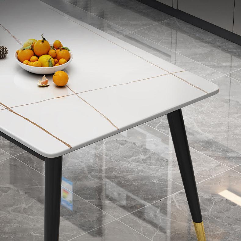 Industrial Style Home Sintered Stone Dining Table Rectangle Table with 4 Legs Carbon Steel Base Clearhalo ' dining_table' 'Dining Tables & Seating' 'Dining Tables' 'furn' 'furn_dining_table' 'Furniture' 'furniture_dining_table' 'Kitchen & Dining Furniture' 'kitchen&dining_furn' 'kitchen' 'kitchen_dining_table' 3864542
