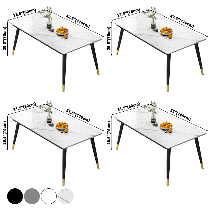 Industrial Style Home Sintered Stone Dining Table Rectangle Table with 4 Legs Carbon Steel Base Clearhalo ' dining_table' 'Dining Tables & Seating' 'Dining Tables' 'furn' 'furn_dining_table' 'Furniture' 'furniture_dining_table' 'Kitchen & Dining Furniture' 'kitchen&dining_furn' 'kitchen' 'kitchen_dining_table' 3864544