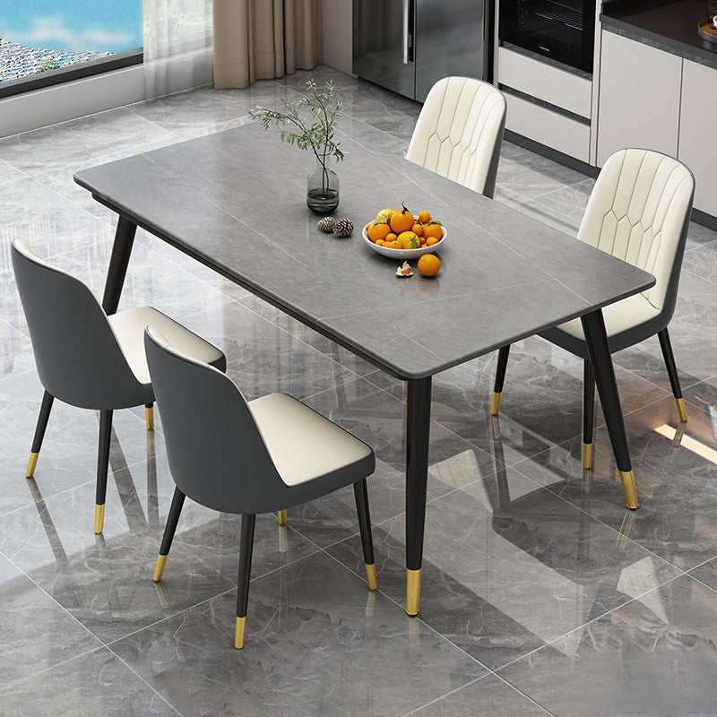 Industrial Style Home Sintered Stone Dining Table Rectangle Table with 4 Legs Carbon Steel Base Clearhalo ' dining_table' 'Dining Tables & Seating' 'Dining Tables' 'furn' 'furn_dining_table' 'Furniture' 'furniture_dining_table' 'Kitchen & Dining Furniture' 'kitchen&dining_furn' 'kitchen' 'kitchen_dining_table' 3864546