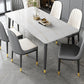 Rectangle Industrial Sintered Stone Dining Table 4 Legs Carbon Steel Base Table for Home White Gold Without Chairs Clearhalo ' dining_table' 'Dining Tables & Seating' 'Dining Tables' 'furn' 'furn_dining_table' 'Furniture' 'furniture_dining_table' 'Kitchen & Dining Furniture' 'kitchen&dining_furn' 'kitchen' 'kitchen_dining_table' 3864594