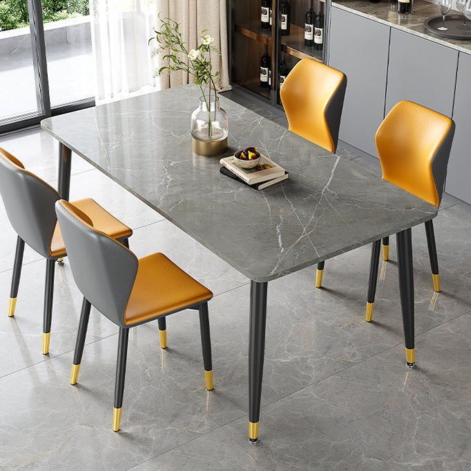 Rectangle Industrial Sintered Stone Dining Table 4 Legs Carbon Steel Base Table for Home Clearhalo ' dining_table' 'Dining Tables & Seating' 'Dining Tables' 'furn' 'furn_dining_table' 'Furniture' 'furniture_dining_table' 'Kitchen & Dining Furniture' 'kitchen&dining_furn' 'kitchen' 'kitchen_dining_table' 3864602
