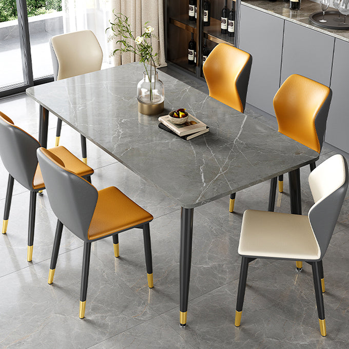 Rectangle Industrial Sintered Stone Dining Table 4 Legs Carbon Steel Base Table for Home Clearhalo ' dining_table' 'Dining Tables & Seating' 'Dining Tables' 'furn' 'furn_dining_table' 'Furniture' 'furniture_dining_table' 'Kitchen & Dining Furniture' 'kitchen&dining_furn' 'kitchen' 'kitchen_dining_table' 3864603