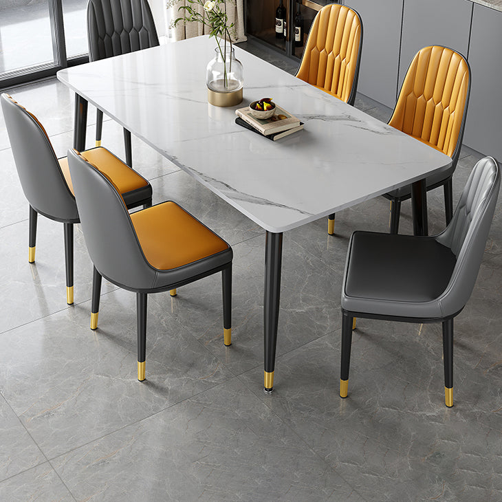 Rectangle Industrial Sintered Stone Dining Table 4 Legs Carbon Steel Base Table for Home Clearhalo ' dining_table' 'Dining Tables & Seating' 'Dining Tables' 'furn' 'furn_dining_table' 'Furniture' 'furniture_dining_table' 'Kitchen & Dining Furniture' 'kitchen&dining_furn' 'kitchen' 'kitchen_dining_table' 3864605