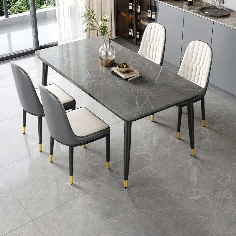 Rectangle Industrial Sintered Stone Dining Table 4 Legs Carbon Steel Base Table for Home Clearhalo ' dining_table' 'Dining Tables & Seating' 'Dining Tables' 'furn' 'furn_dining_table' 'Furniture' 'furniture_dining_table' 'Kitchen & Dining Furniture' 'kitchen&dining_furn' 'kitchen' 'kitchen_dining_table' 3864606